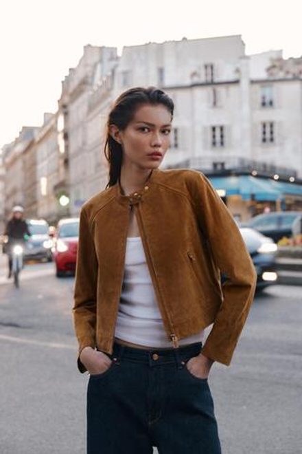 ZARA КУРТКА ИЗ 100% КОЖИ, РЫЖЕВАТО-КОРИЧНЕВЫЙ