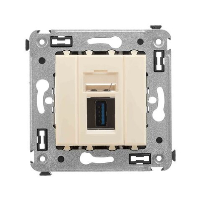 USB 3.0 розетка одинарная в стену, тип А-А, "Avanti", "Ванильная дымка"