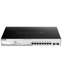 D-Link PROJ Smart L2 Switch 8х1000Base-T PoE, 2х1000Base-X SFP, PoE Budget 130W, Compact CLI