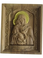 Освященная Владимирская икона Божией Матери из дуба большая