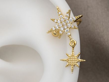 Кафф "Северная Звезда с подвесом" (светлое золото)