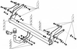 Фаркоп Motodor Toyota RAV4 MTR Design 2019 - 2022 (оцинк. Шар) арт.92526-A