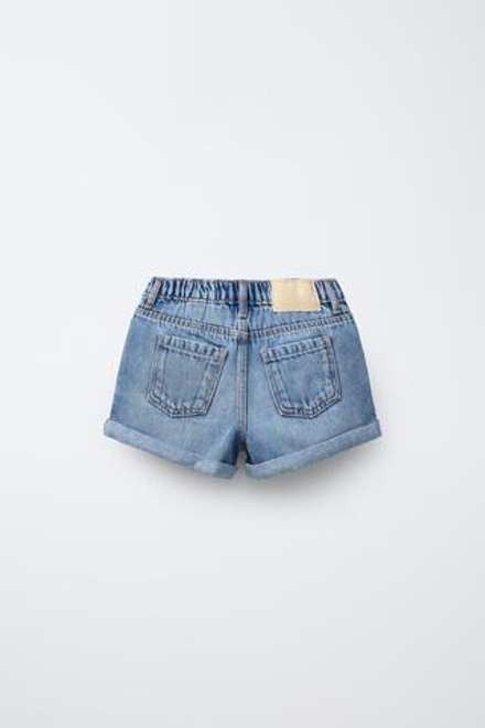 ZARA ДЖИНСОВЫЕ ШОРТЫ С ВЫСОКОЙ ПОСАДКОЙ, ВЫЦВЕТШИЙ СИНИЙ