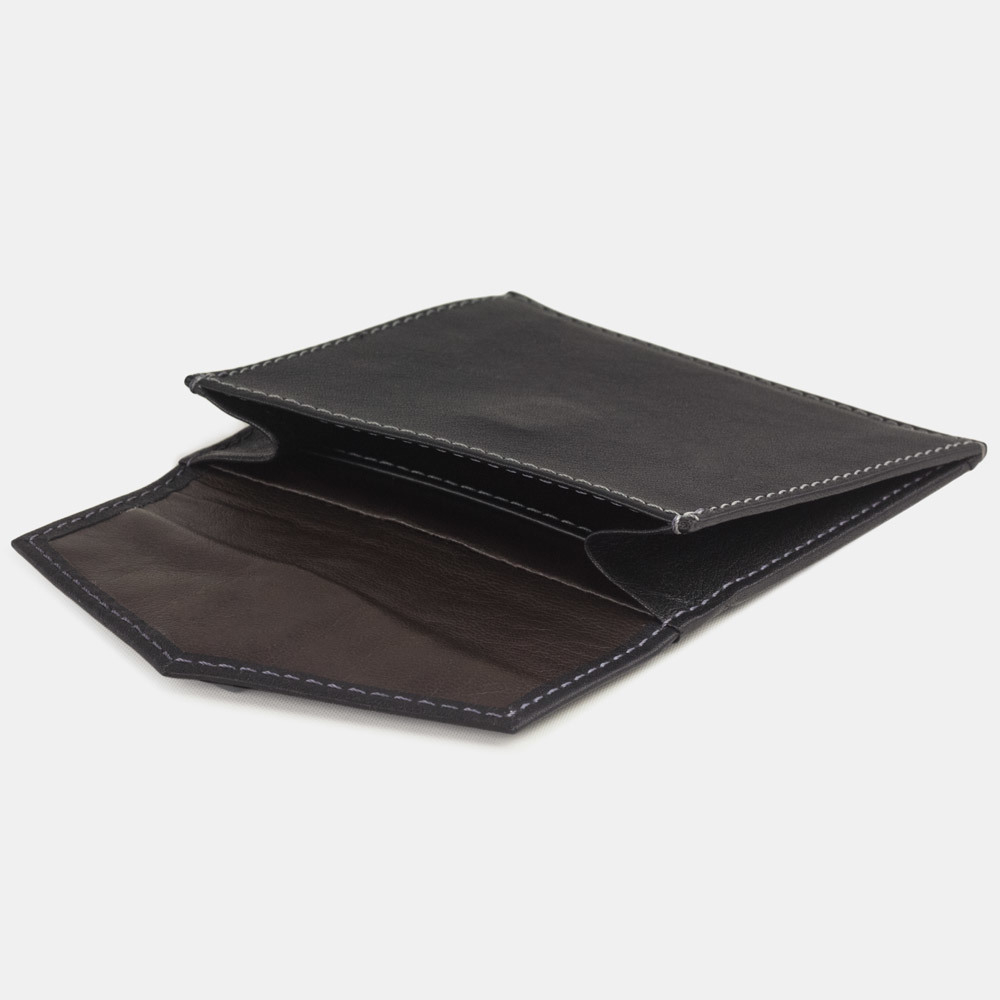 Кошелек-картхолдер Perle из кожи теленка, черного цвета