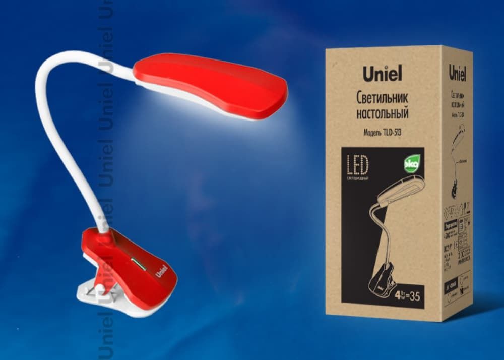 TLD-513 Red/4W/Светильник настольный «прищепка»/LED/360Lm/4500K/Цвет-красный