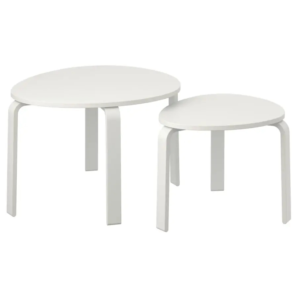 Комплект журнальных столиков - IKEA SVALSTA /СВАЛЬСТА ИКЕА, 40х55х18/46х73х64 см, белый