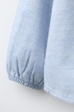 ZARA РУБАШКА МЕЛАНЖЕВАЯ, ГОЛУБОЙ