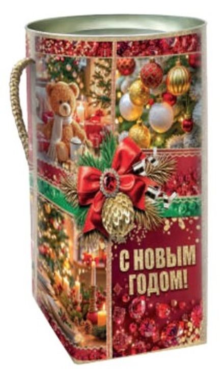 Подарочная коробка-Тубус для конфет новогодняя "Время Волшебства" 1200 гр (1/250шт)