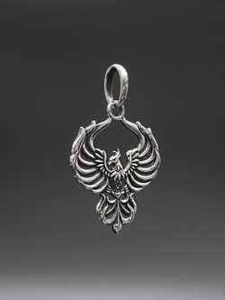 Подвеска талисман птица феникс из серебра 925 пробы