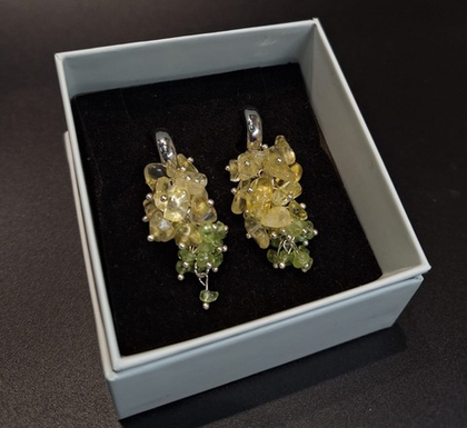Серьги из хризолита и цитрина