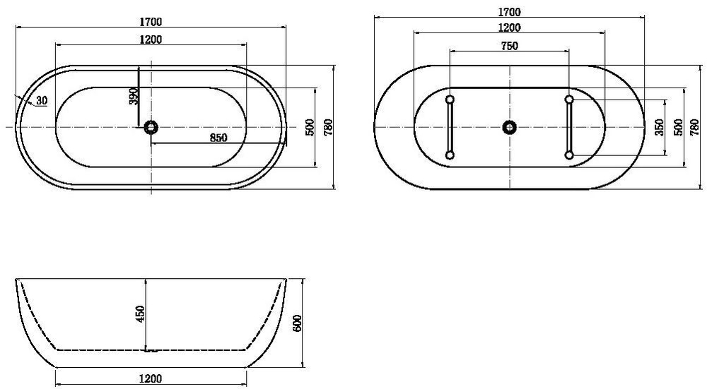 Акриловая ванна Aquanet Delight 170x78