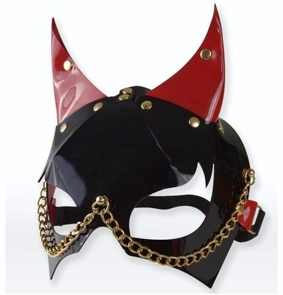 Черно-красная маска с рожками (Цвет: черный с красным)