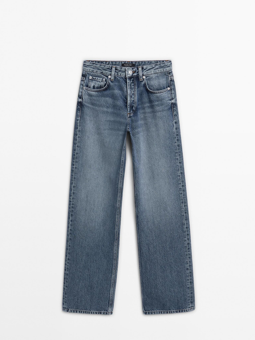 Massimo Dutti Джинсы со средней посадкой и широкими штанинами, голубой