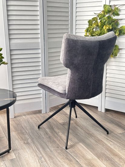 Стул NEVIS 360 град поворот с возвратом TENDER WAY80 серый, шенилл/ ODIN18 тем-серый / Черн