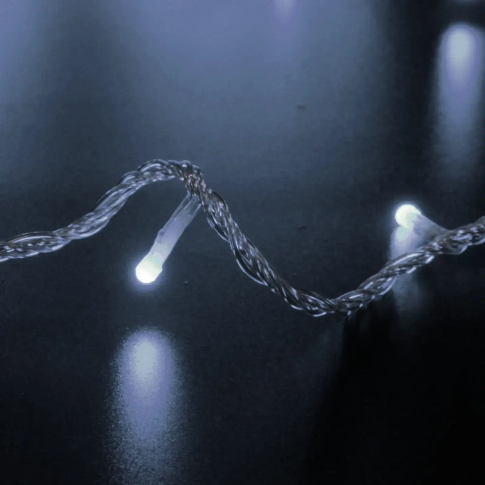 Гирлянда для улицы «Bright light» 10 м 100 ламп LED прозрач.пров.,8 реж, IP-54, Белый (возможность соединения)