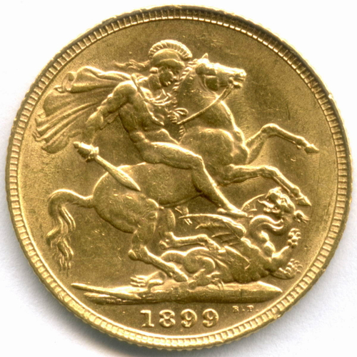 1 соверен Великобритания (Виктория) 1899 г. Золото. XF