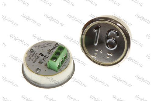 Кнопка (кнопочный модуль) EA2406S-D-R "16 этаж", круглая, динамическая красная подсветка, Брайль