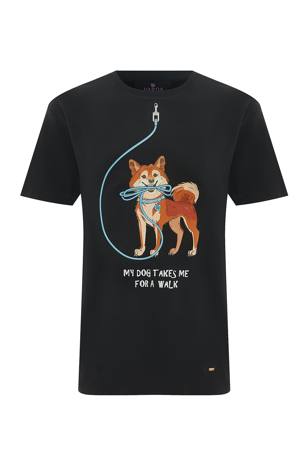 Black T-shirt with a dog