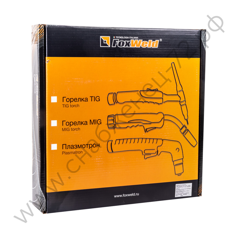 FoxWeld Горелка UnoTIG-18-Flex 4м (разъем 35мм2,с кнопкой, ж/охл.) (пр-во FoxWeld/КНР)