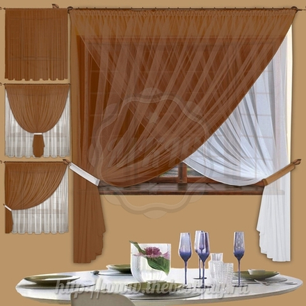 Шторы для кухни:  Лонда  (арт. 1067-3)  -  300х200 см. - шоколад