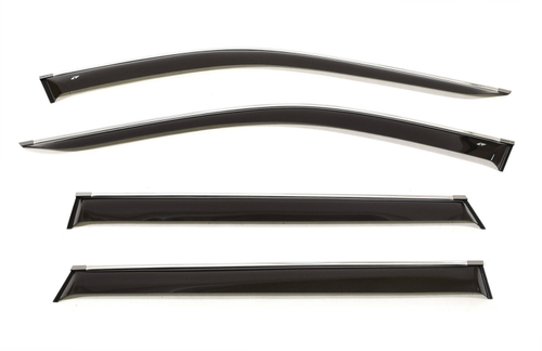 Дефлекторы боковых окон Cobra Tuning на Hyundai Santa Fe 1 2000-2006 хромированный молдинг арт.H21200CR