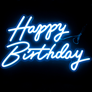 Световая надпись на подложке Happy Birthday, голубой 35*57 см ДБ