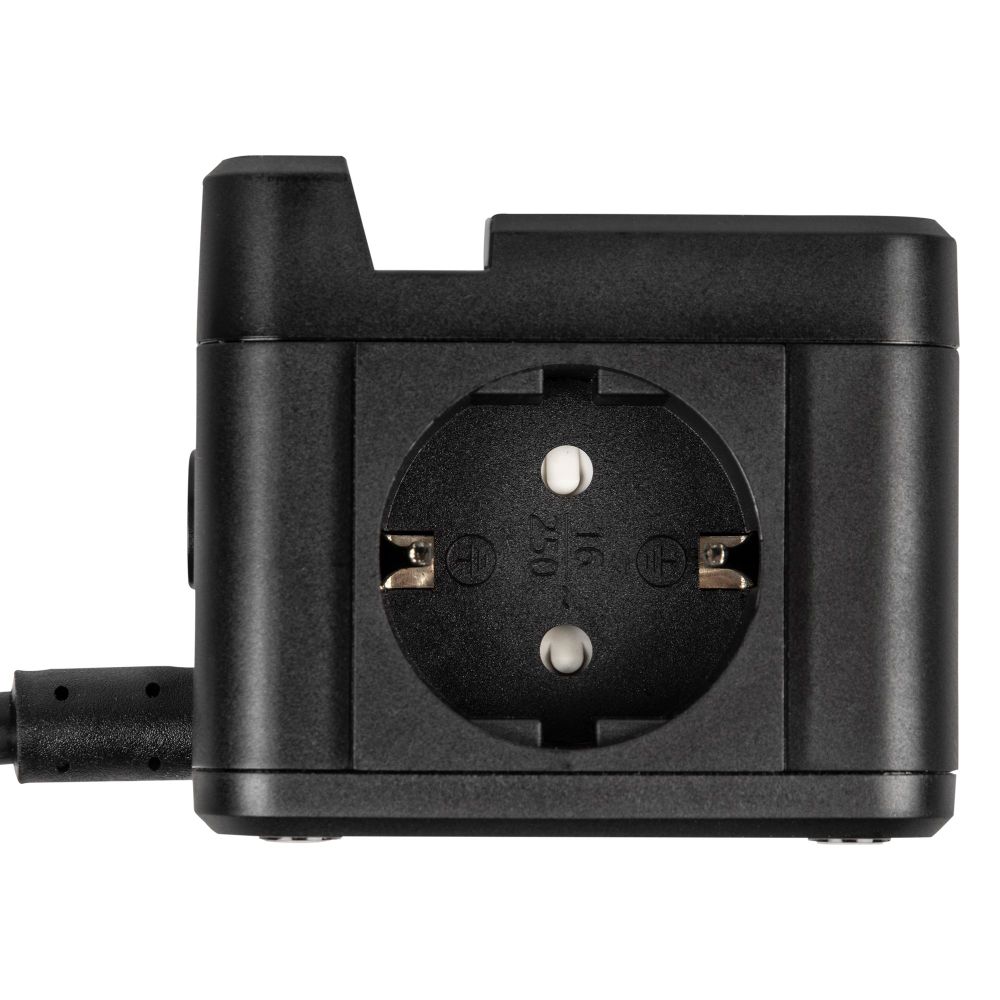 S-GCD2-1.5SBUH BLACK Удлинитель серии Standard. с-з. шнур 1.5м. 2 гнезда. 3 USB. 16А. держатель для телефона. Черный. ТМ Uniel