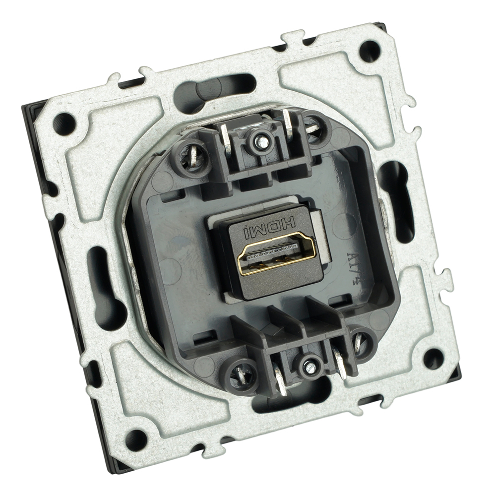 Розетка HDMI 2.0 Type A (механизм), серия Эмили, STEKKER, RST00-5118-10, платиново-серый, soft touch 50170
