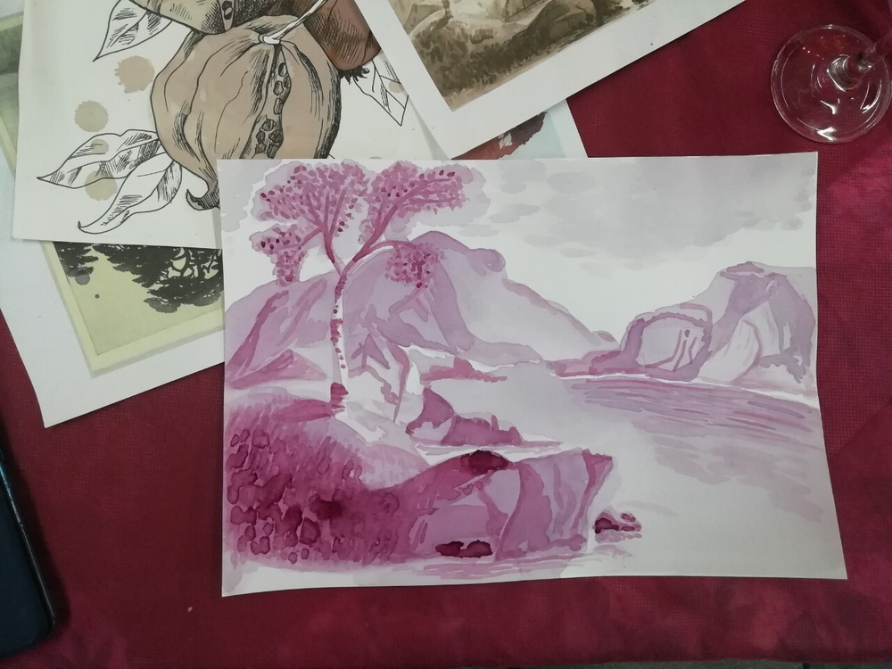 Мастер класс по рисованию вином на корпоратив