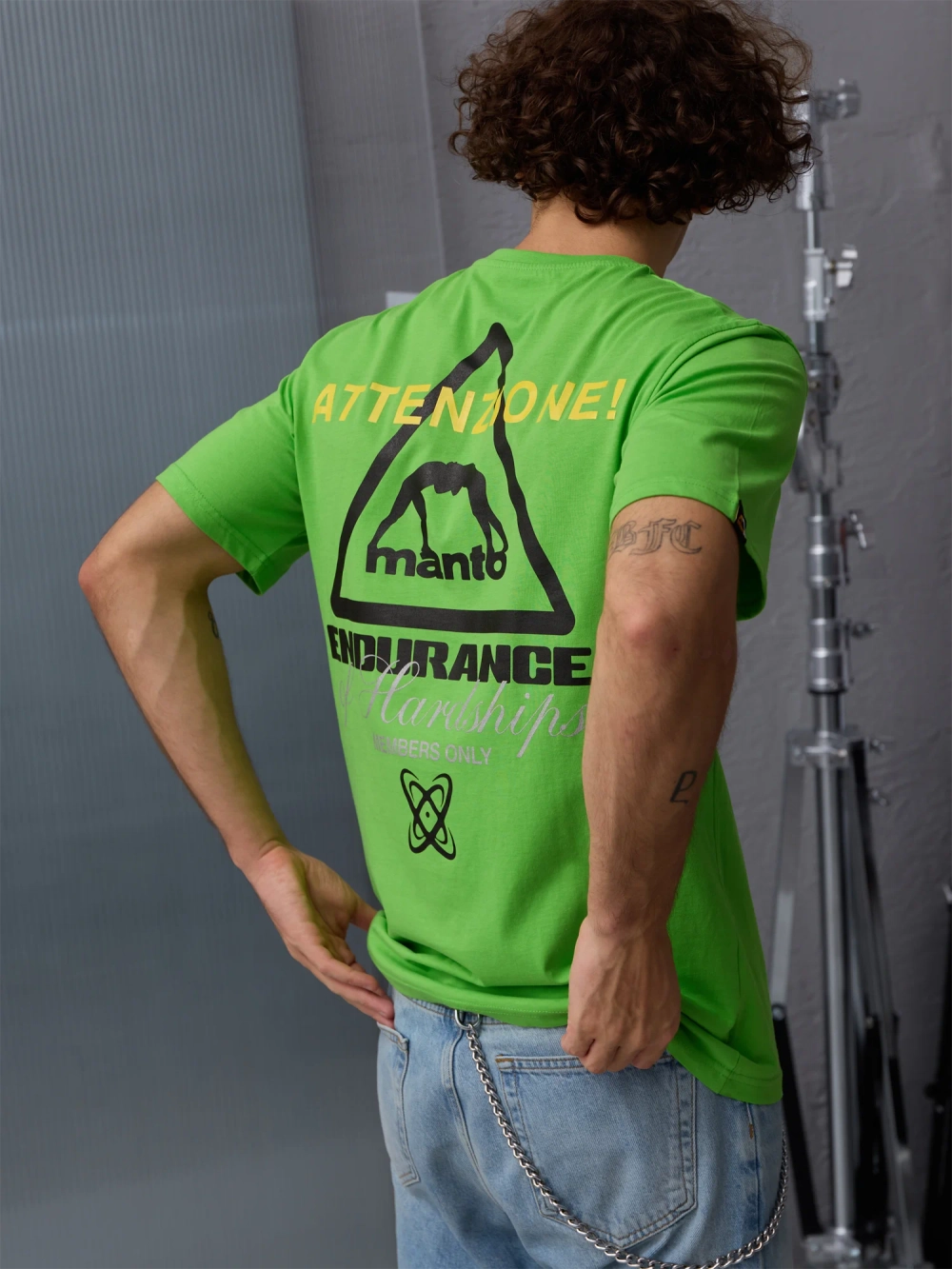 Футболка MANTO ATTENZIONE - Неоновый зеленый