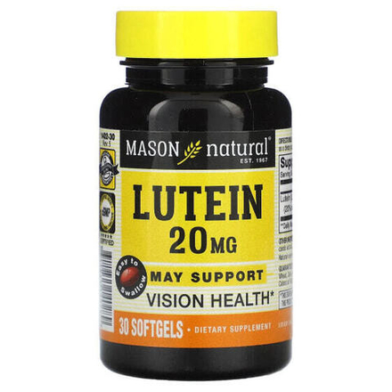 Лютеин, зеаксантин Mason Natural, Лютеин, 20 мг, 30 мягких таблеток