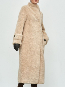 Искусственная зимняя эко шуба чебурашка, бежевая, Северина