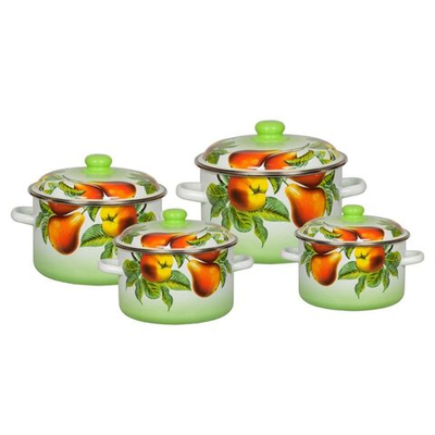 Набор эмалированной посуды 8 пр, кастрюли 2,3,4,5.5 л, СтальЭмаль, Дары лета, 7KB351M
