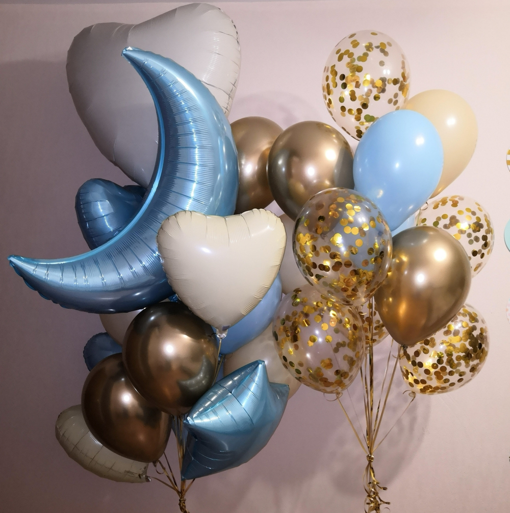 Шары "ХРОМ разноцветные" с Hi-Float 35 см