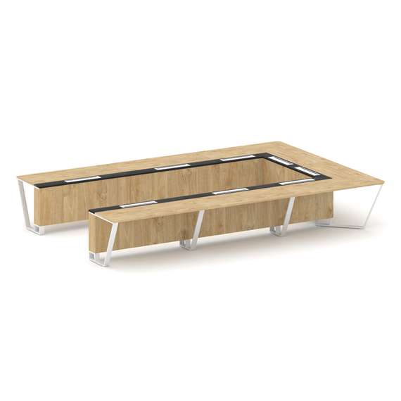 Steel Meet Стол переговорный П-образный KM-PR.B.SP-15P Тиквуд Светлый/Графит Глянец/Металл Белый 480