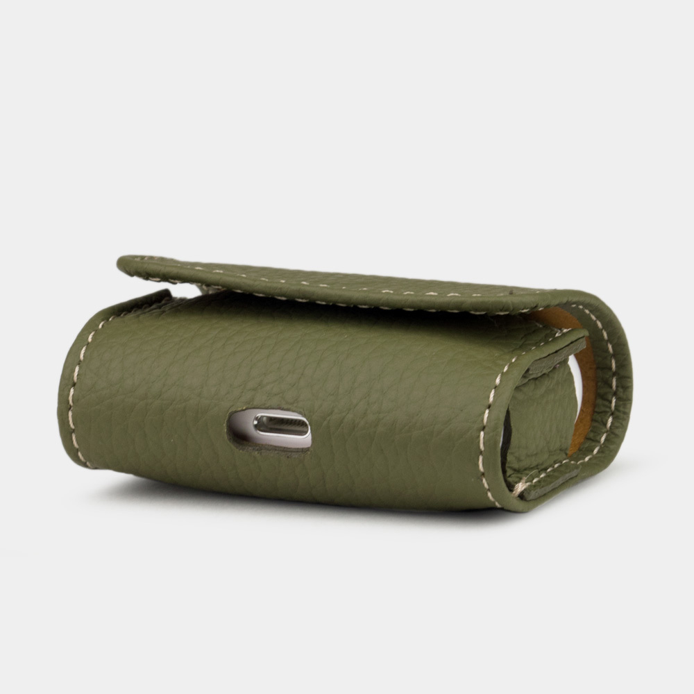 Чехол для наушников AirPods Pro 2,3 из кожи теленка, зеленого цвета