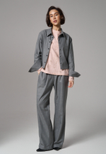 Брюки с поясом на резинке серые