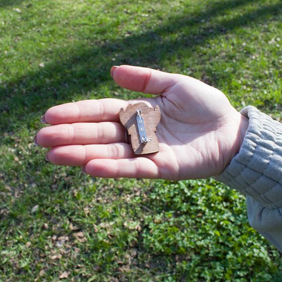 Значок деревянный (брошь)  Plant. Fire Pin