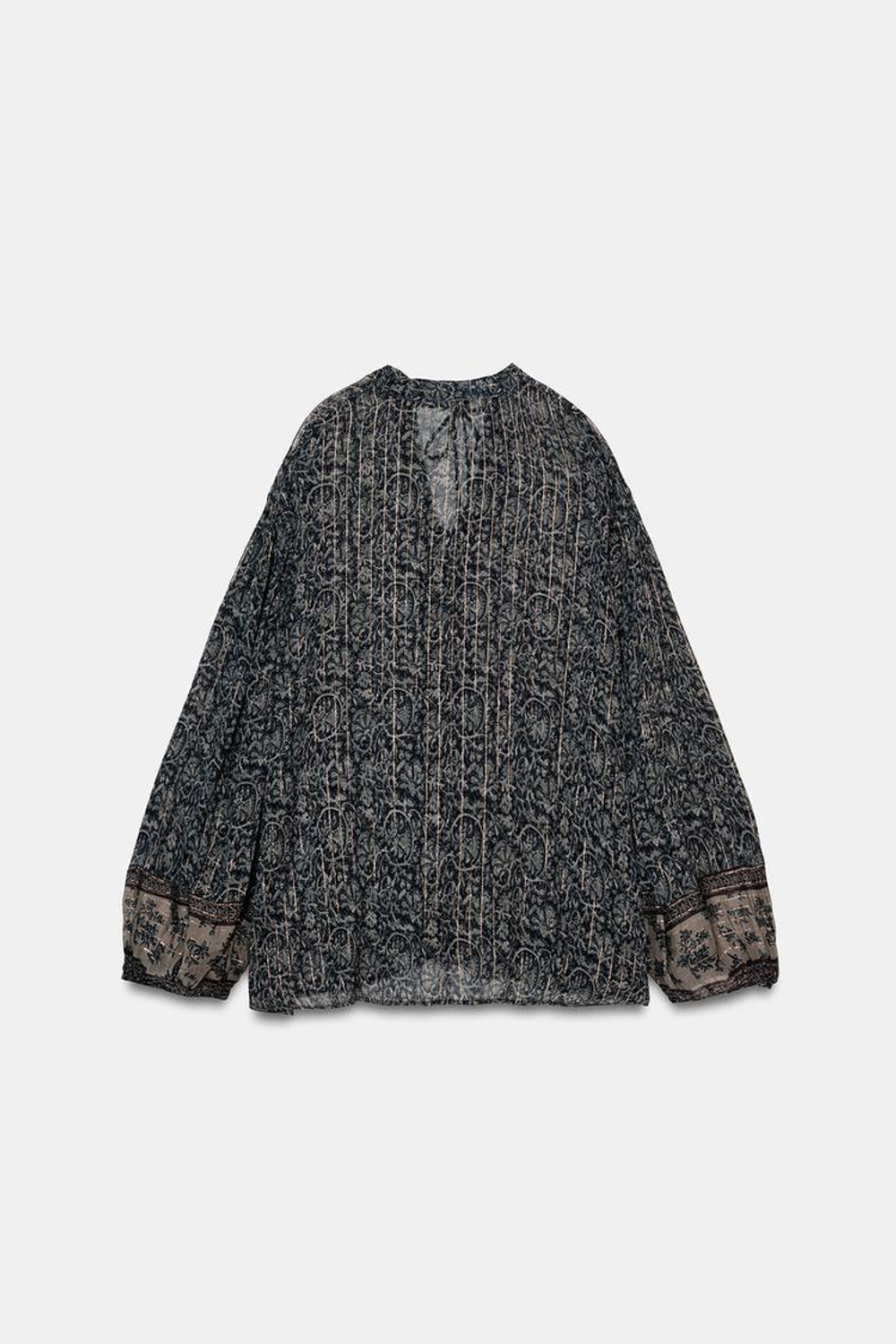 ZARA БЛУЗА ИЗ ТКАНИ С ПРИНТОМ И БЛЕСТЯЩЕЙ НИТЬЮ, РАЗНОЦВЕТНЫЙ
