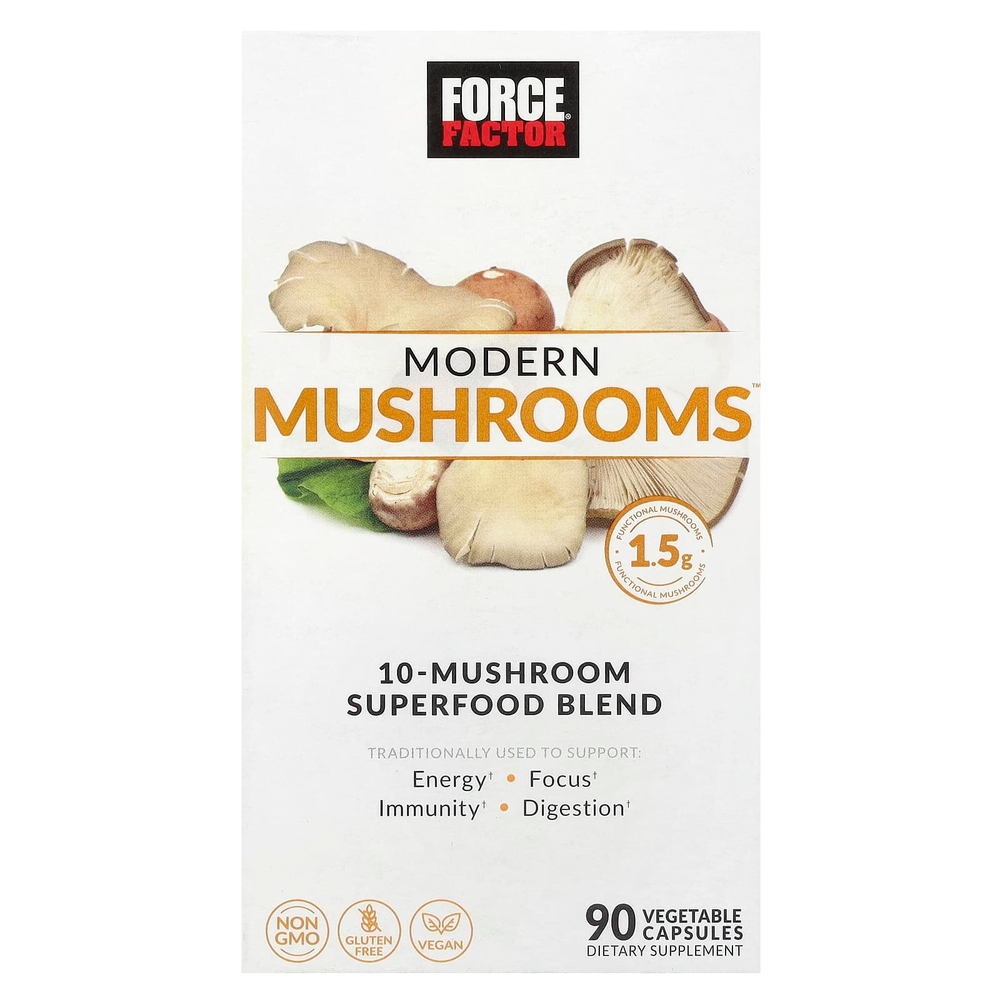 Force Factor, Современные грибы, 90 растительных капсул