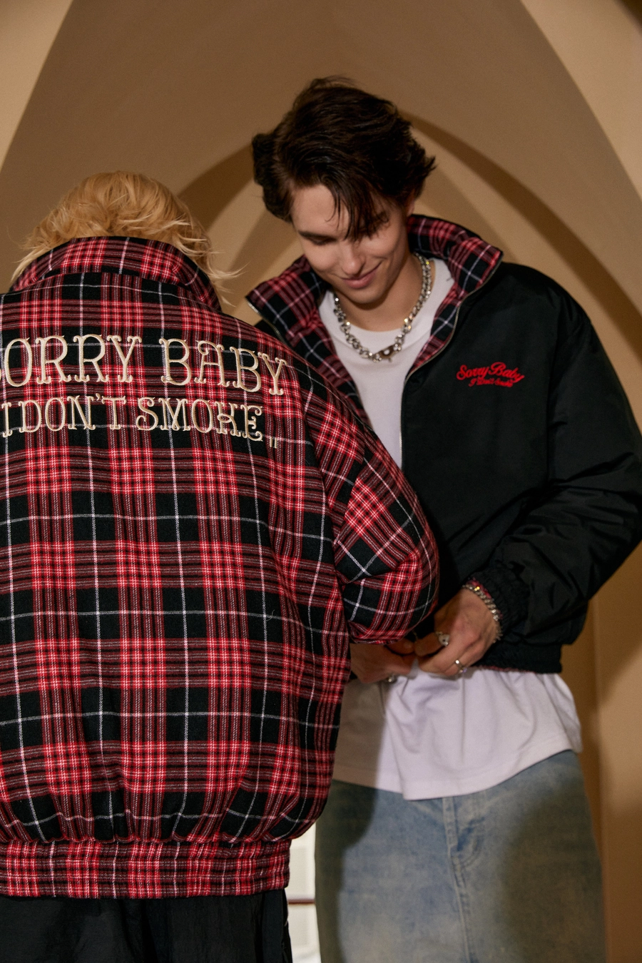 Двусторонний пуховик DONSMOKE "Double Sided" Plaid Puffer Jacket