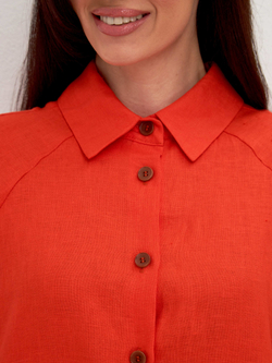Рубашка свободного кроя изо льна оранжевая