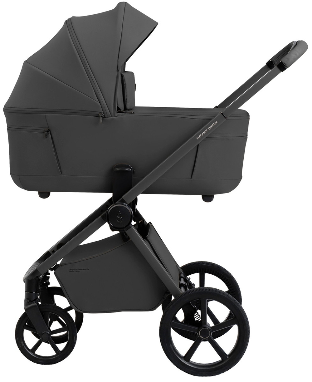 Коляска 4 в 1 Sweet Baby SBL Elegante Therma Colore + автокресло Elegante Plus с базой i-Size ISOFIX DK780 Dark Grey