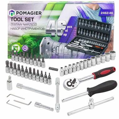 Набор инструмента 46пр. 1/4''(6-гран.)(4-14мм) POMAGIER POM-2462-46
