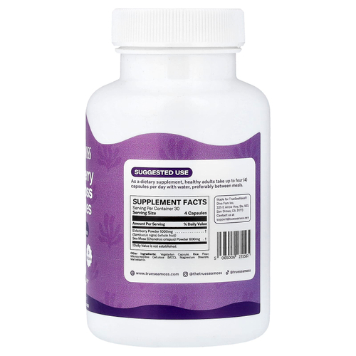 True Sea Moss, бузина и морской мох, 120 капсул