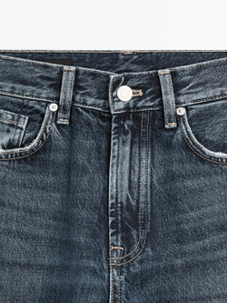 Massimo Dutti Прямые джинсы с высокой талией, средне-синий