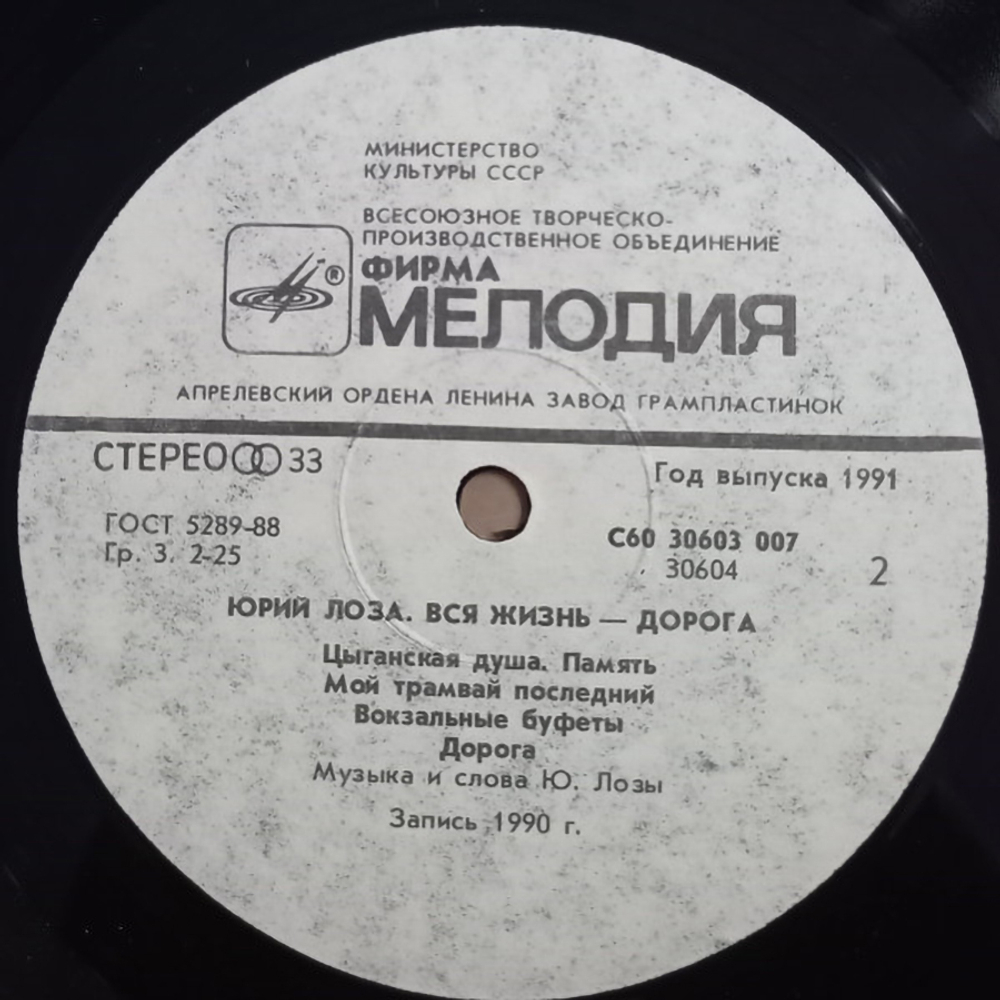 Юрий Лоза / Вся Жизнь - Дорога (LP)