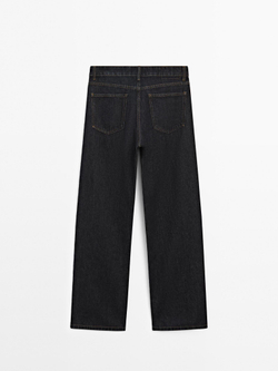 Massimo Dutti Джинсы со средней посадкой и широкими штанинами, темно-синий