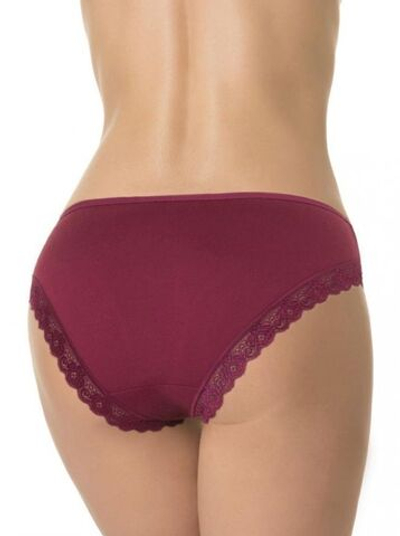 Бамбуковые трусики-слипы с кружевной оторочкой (Размер: XL) (Цвет: бордовый)