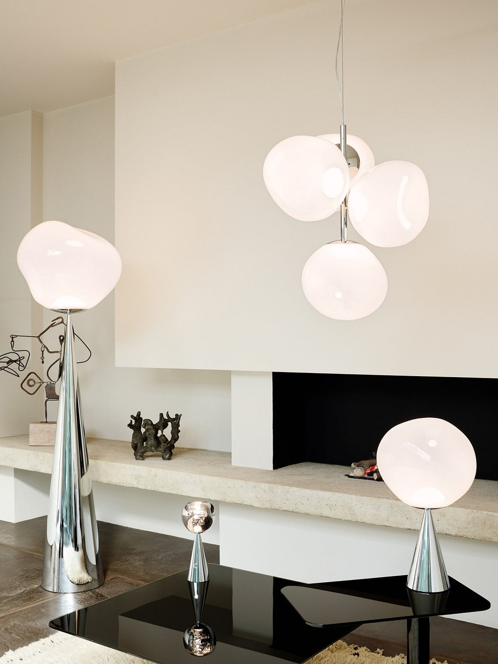 Настольная лампа Melt Cone Fat opal/silver